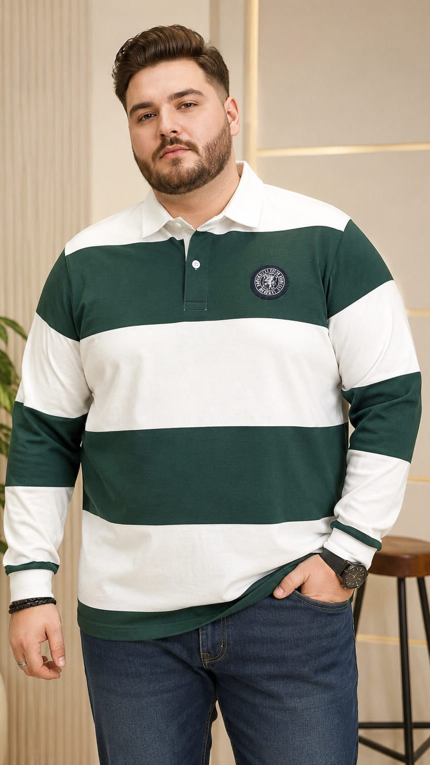 AUSTIVO Men's Plus Size Full Sleeve Polo Neck T-Shirt