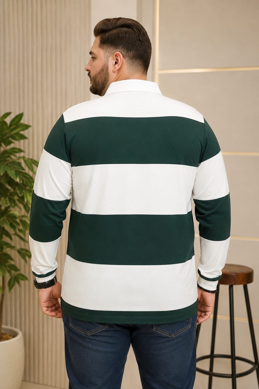 AUSTIVO Men's Plus Size Full Sleeve Polo Neck T-Shirt