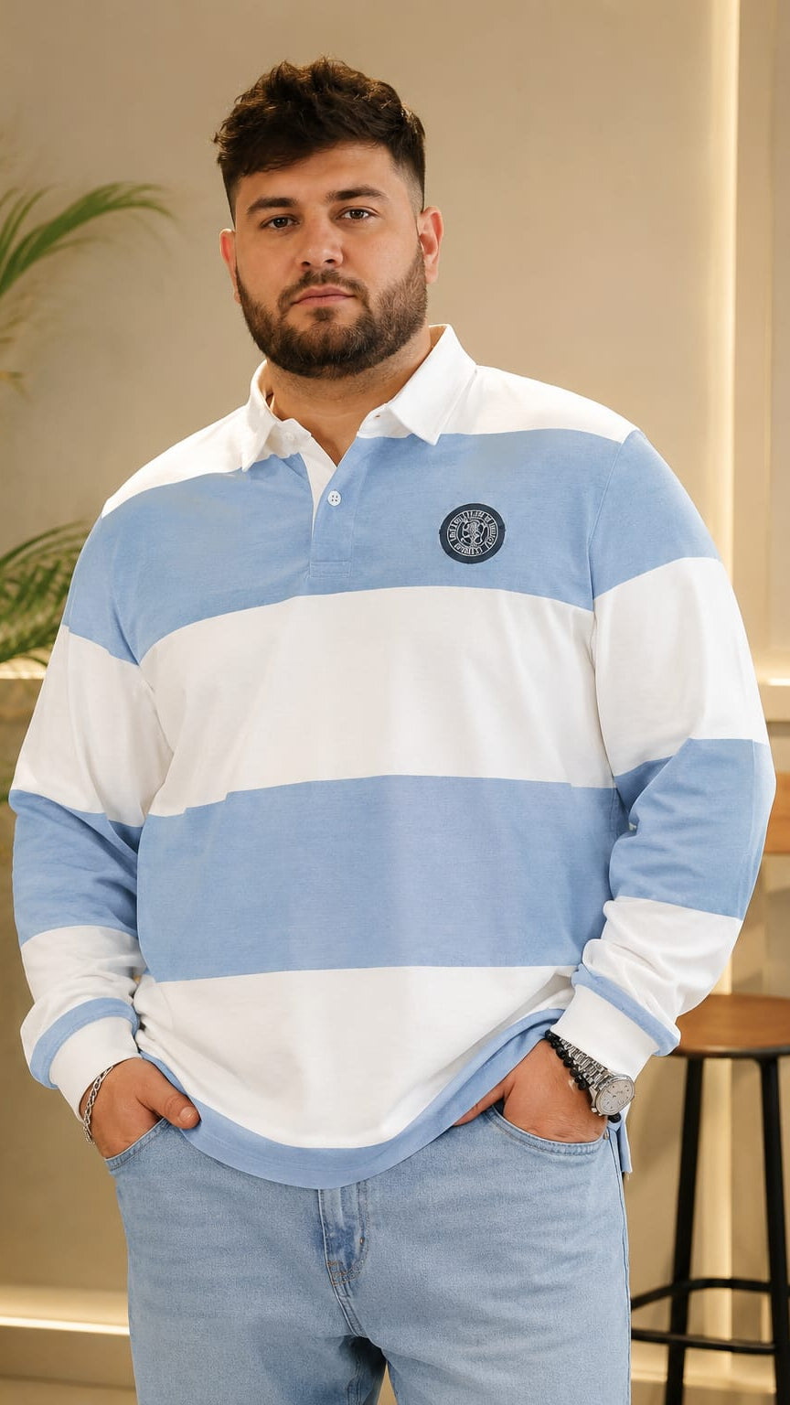 AUSTIVO Men's Plus Size Full Sleeve Polo Neck T-Shirt