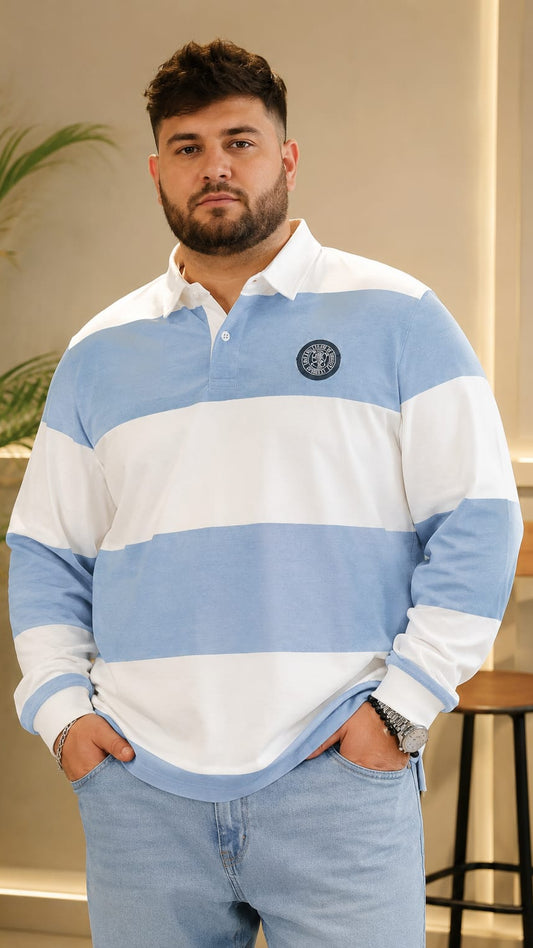 AUSTIVO Men's Plus Size Full Sleeve Polo Neck T-Shirt