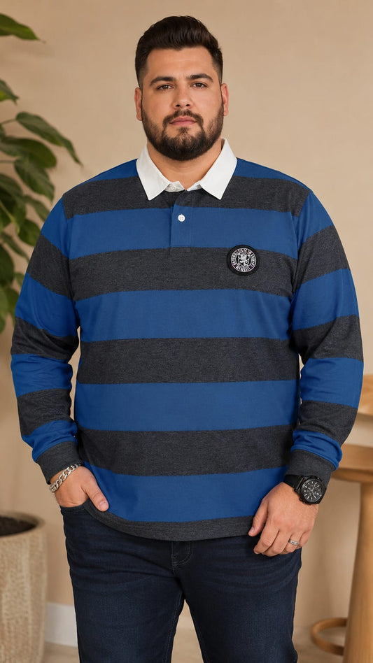 AUSTIVO Men's Plus Size Full Sleeve Polo Neck T-Shirt