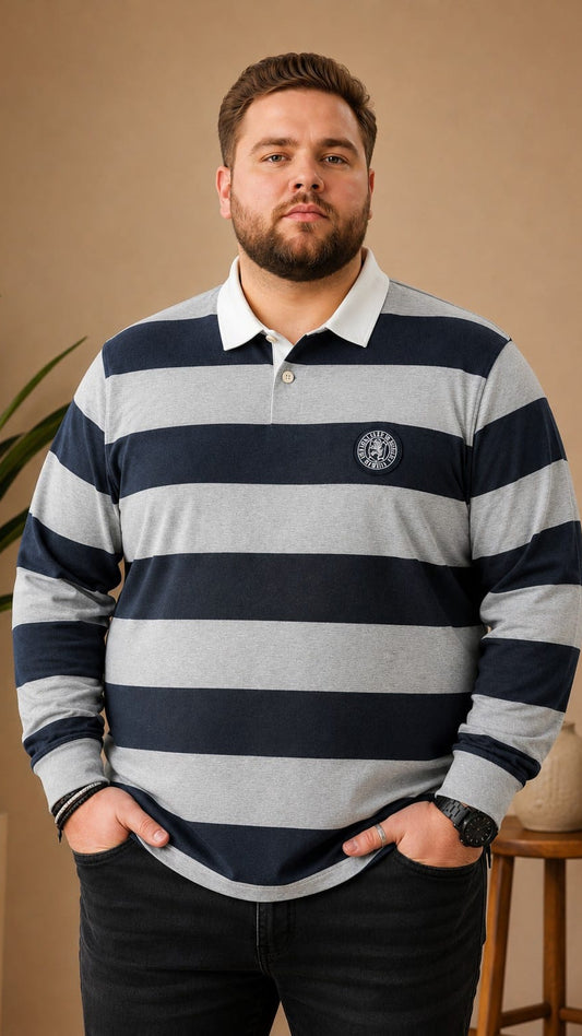 AUSTIVO Men's Plus Size Full Sleeve Polo Neck T-Shirt