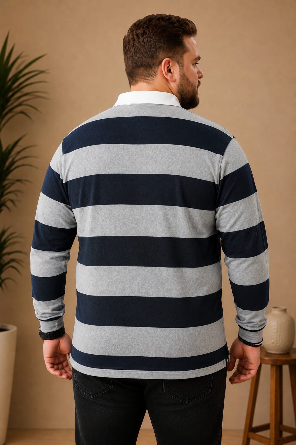 AUSTIVO Men's Plus Size Full Sleeve Polo Neck T-Shirt
