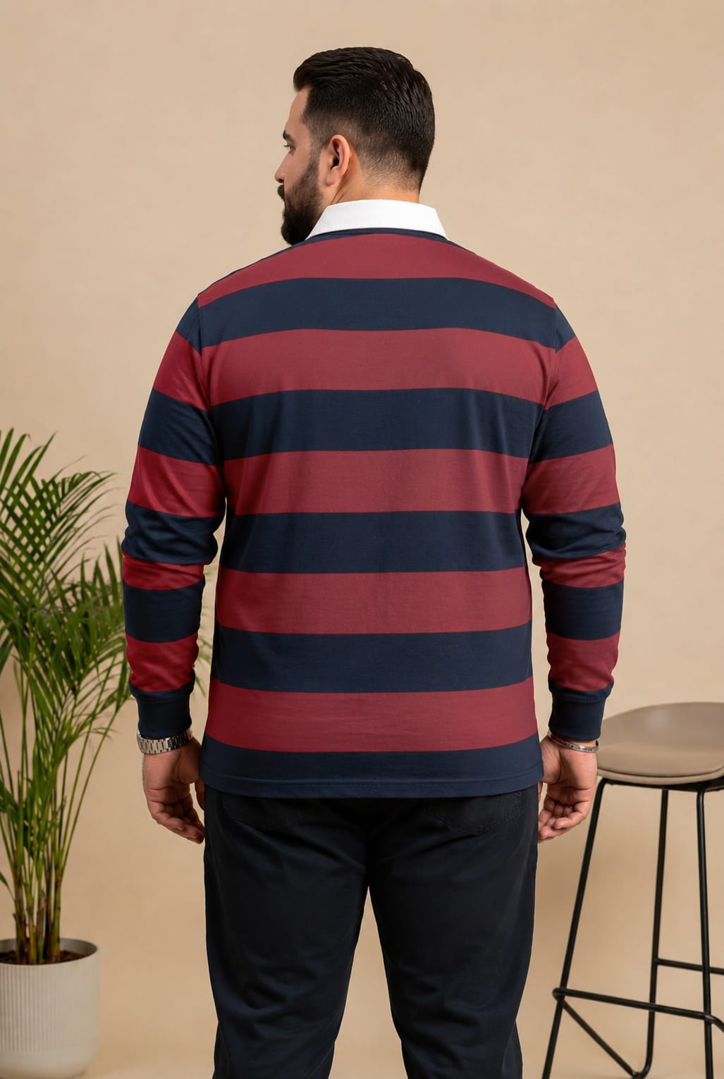 AUSTIVO Men's Plus Size Full Sleeve Polo Neck T-Shirt