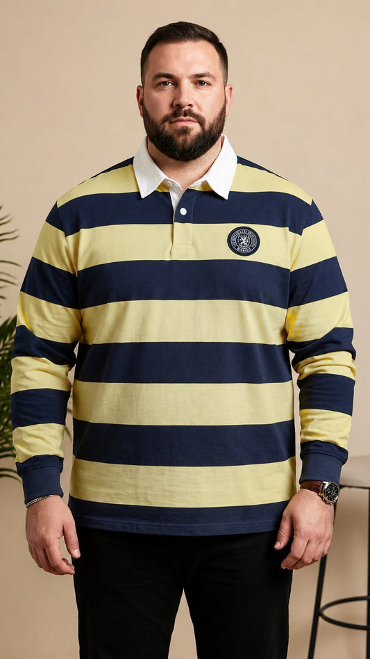 AUSTIVO Men's Plus Size Full Sleeve Polo Neck T-Shirt
