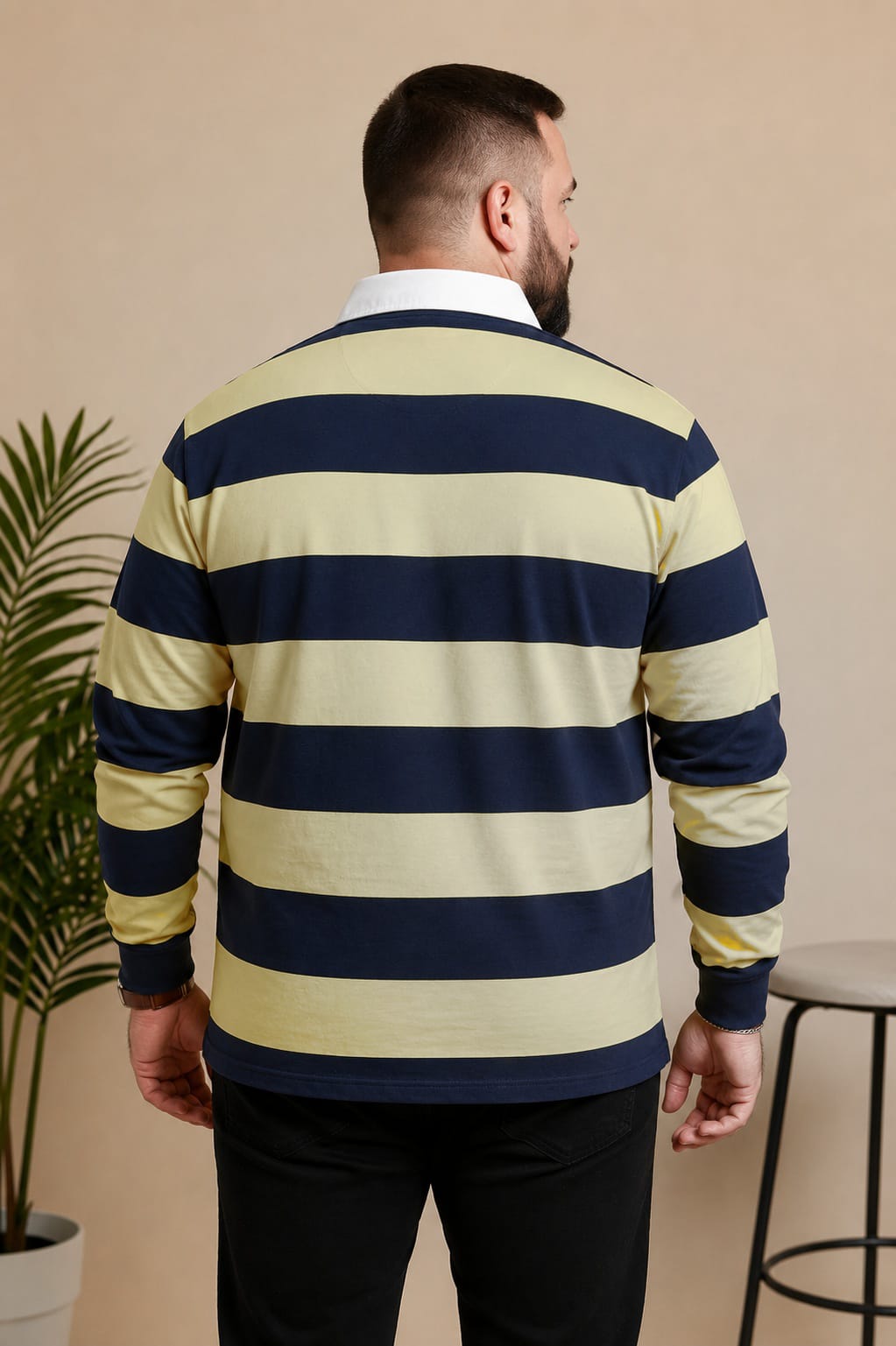 AUSTIVO Men's Plus Size Full Sleeve Polo Neck T-Shirt