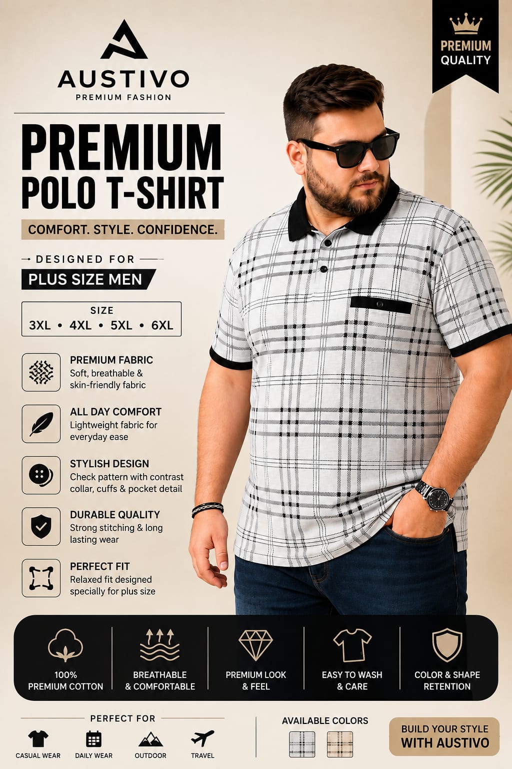 Austivo Men's  Polo Neck T-shirt