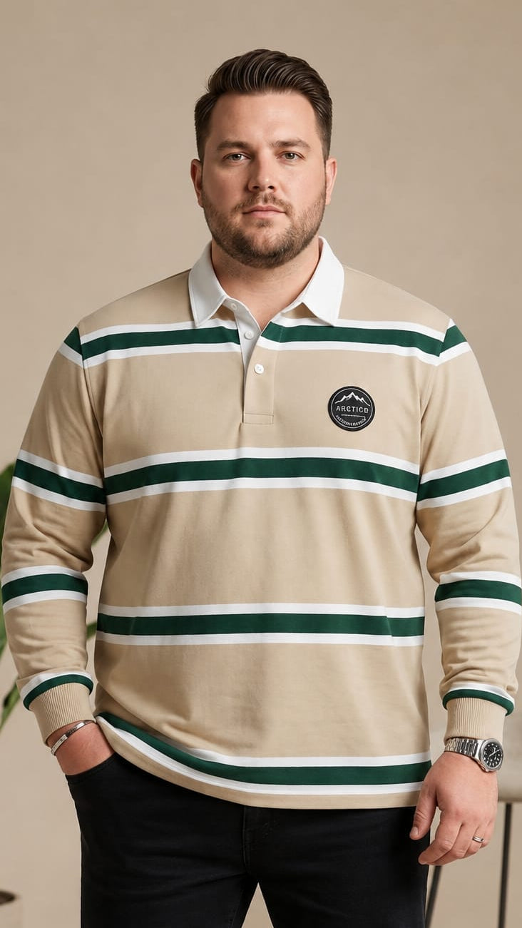 AUSTIVO Men's Plus Size Full Sleeve Polo Neck T-Shirt