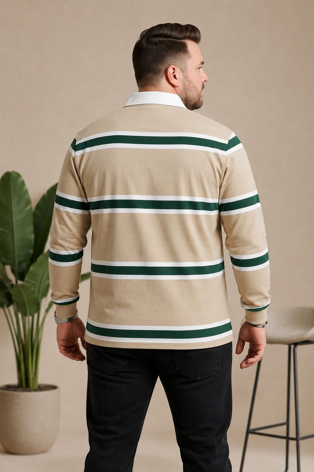 AUSTIVO Men's Plus Size Full Sleeve Polo Neck T-Shirt