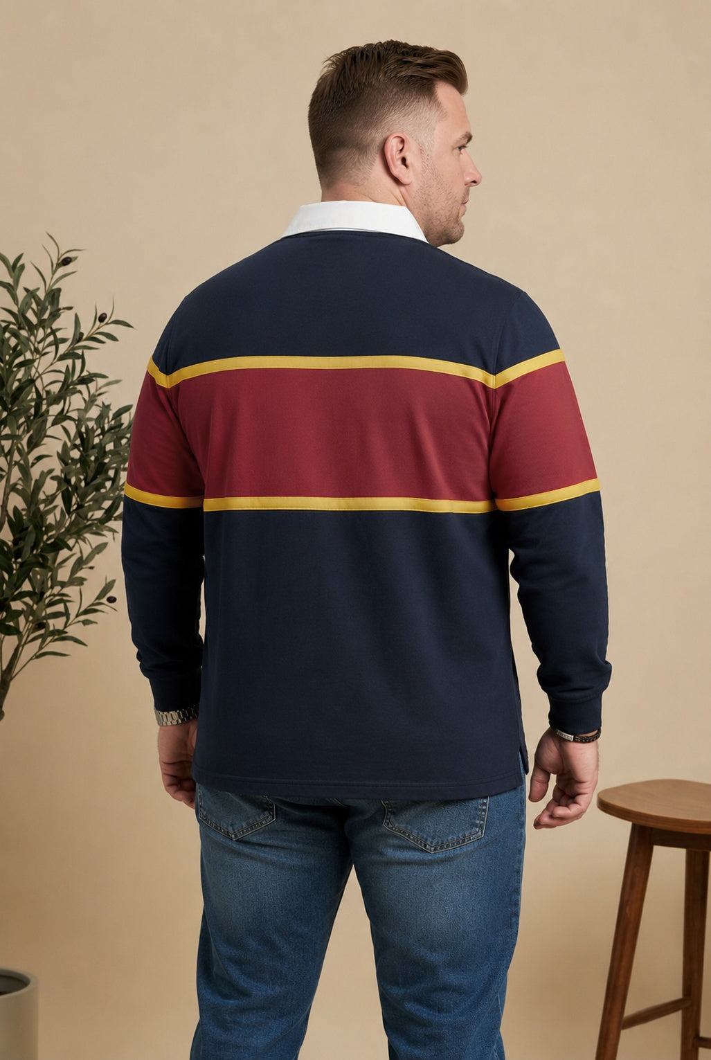 AUSTIVO Men's Plus Size Full Sleeve Polo Neck T-Shirt