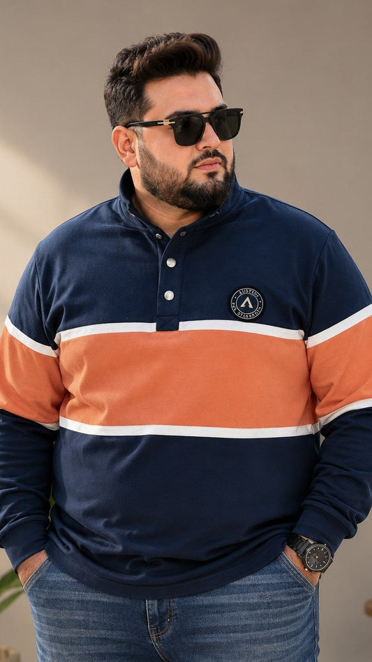 AUSTIVO Men's Plus Size Full Sleeve Polo Neck T-Shirt