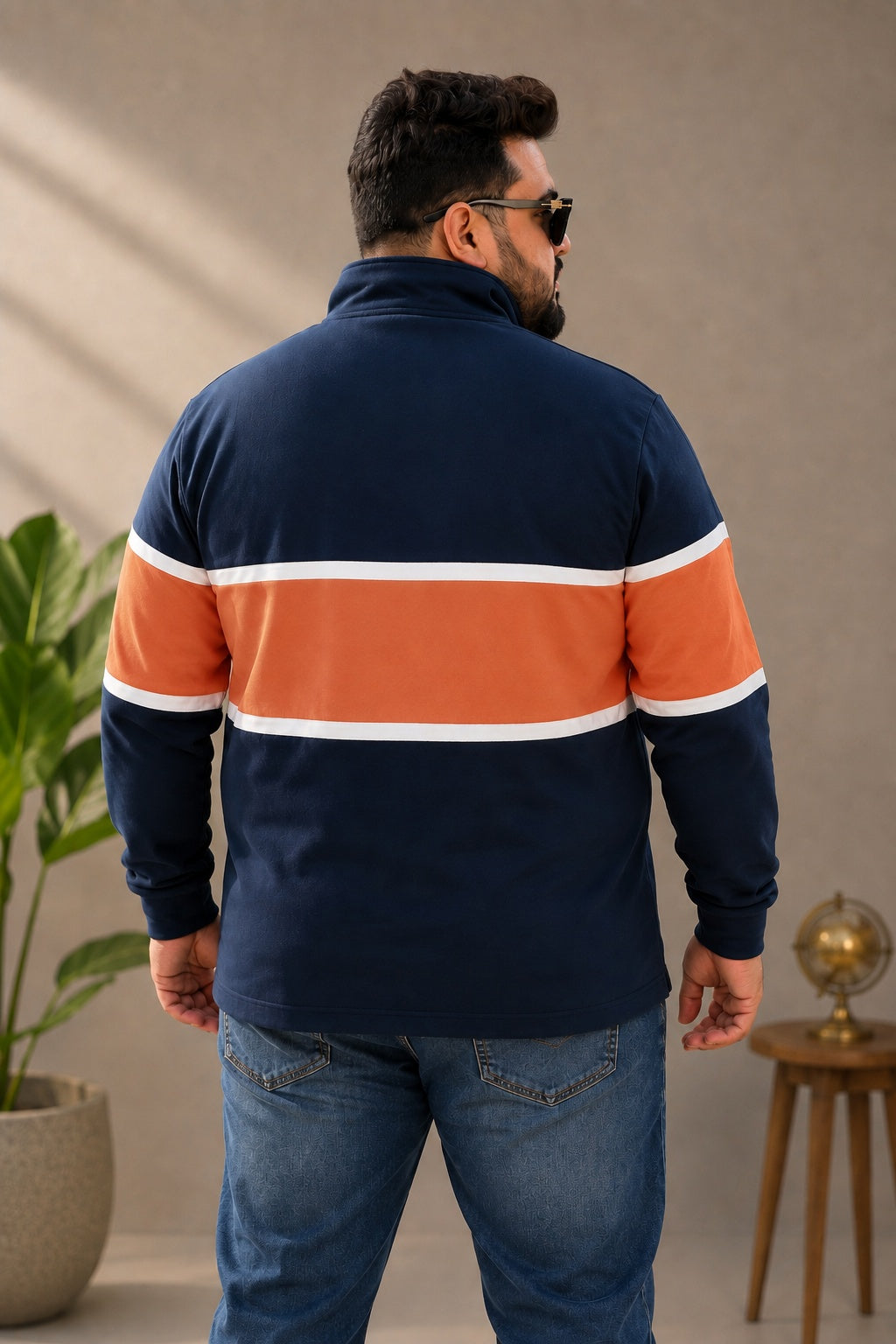 AUSTIVO Men's Plus Size Full Sleeve Polo Neck T-Shirt
