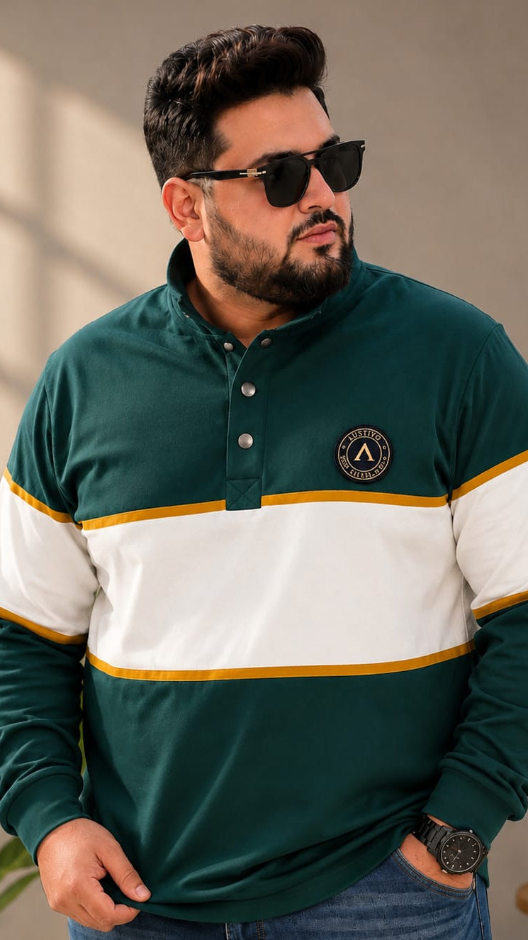 AUSTIVO Men's Plus Size Full Sleeve Polo Neck T-Shirt