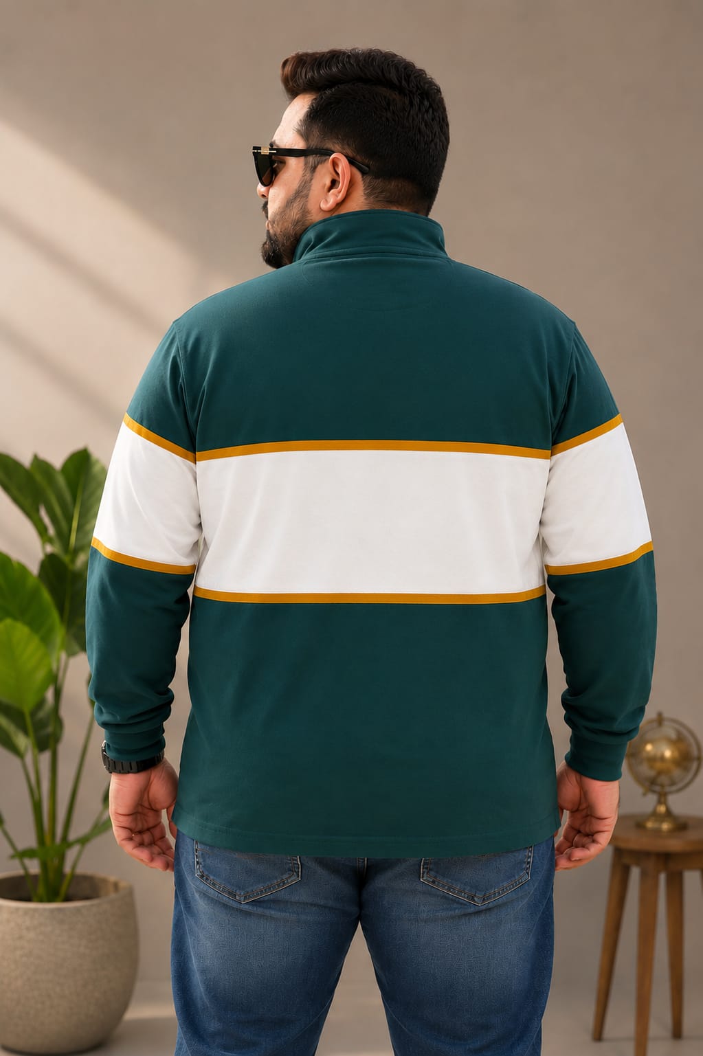AUSTIVO Men's Plus Size Full Sleeve Polo Neck T-Shirt