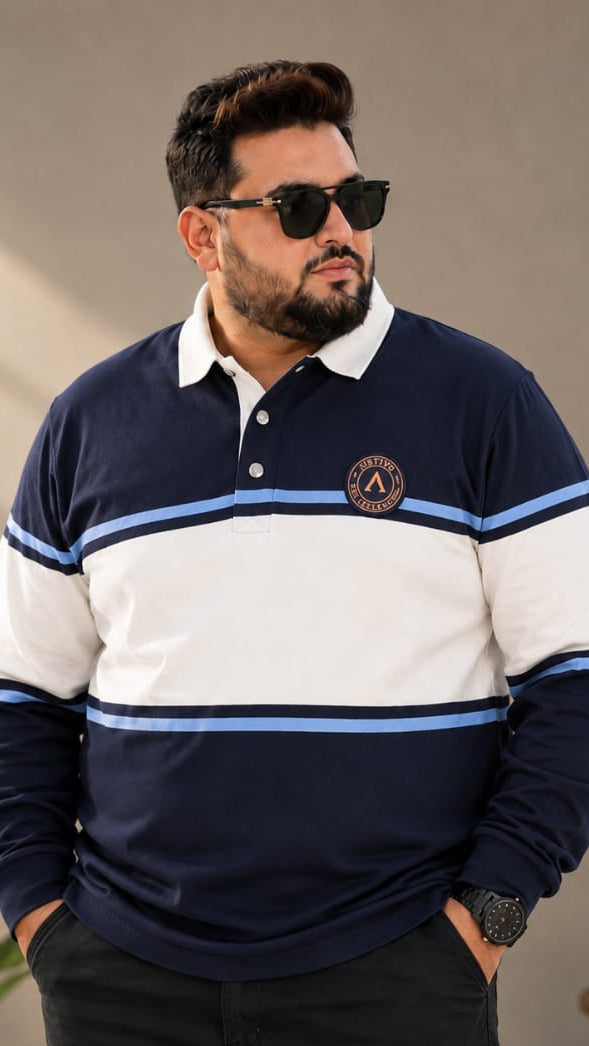 AUSTIVO Men's Plus Size Full Sleeve Polo Neck T-Shirt