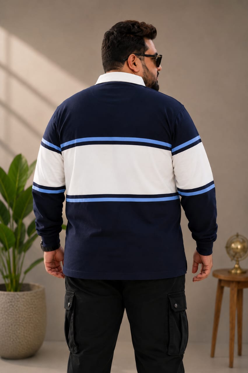 AUSTIVO Men's Plus Size Full Sleeve Polo Neck T-Shirt