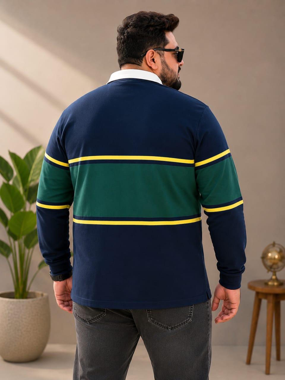 AUSTIVO Men's Plus Size Full Sleeve Polo Neck T-Shirt