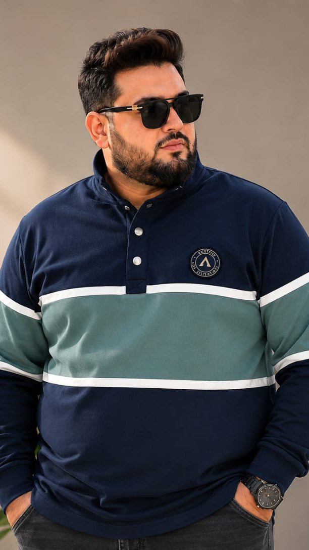 AUSTIVO Men's Plus Size Full Sleeve Polo Neck T-Shirt