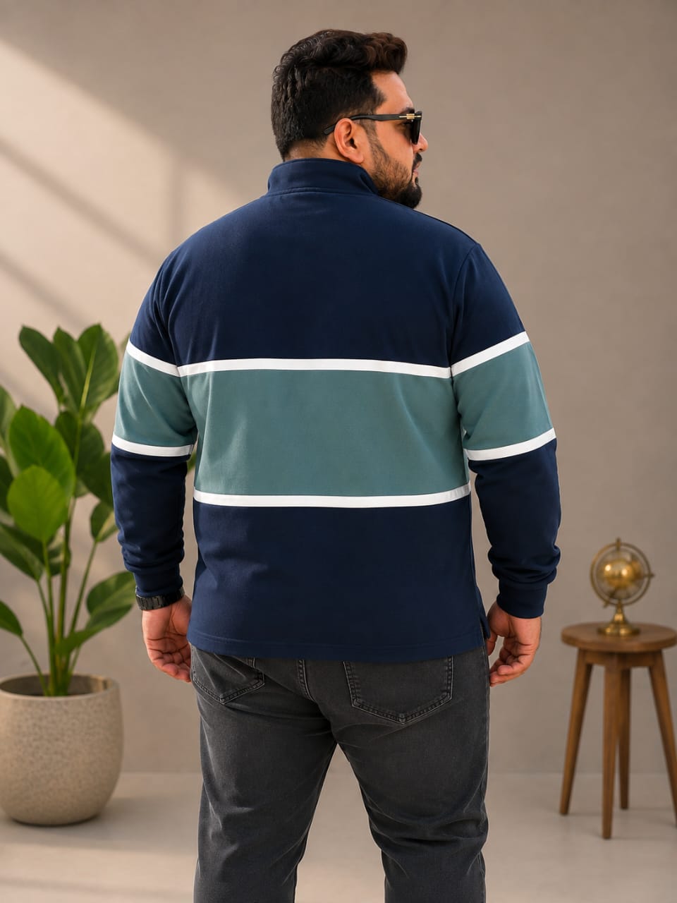 AUSTIVO Men's Plus Size Full Sleeve Polo Neck T-Shirt