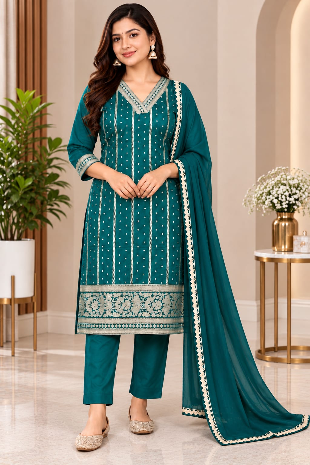 Austin Wood Women’s Kurti Set with Dupatta