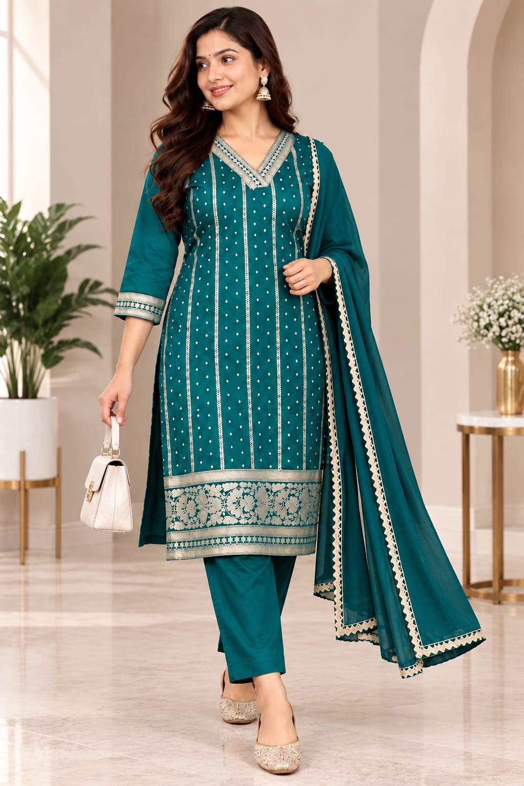 Austin Wood Women’s Kurti Set with Dupatta