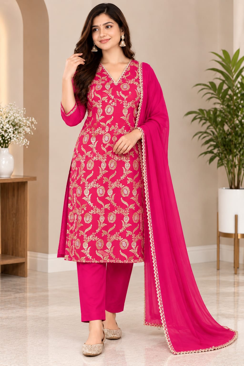 Austin Wood Women’s Kurti Set with Dupatta