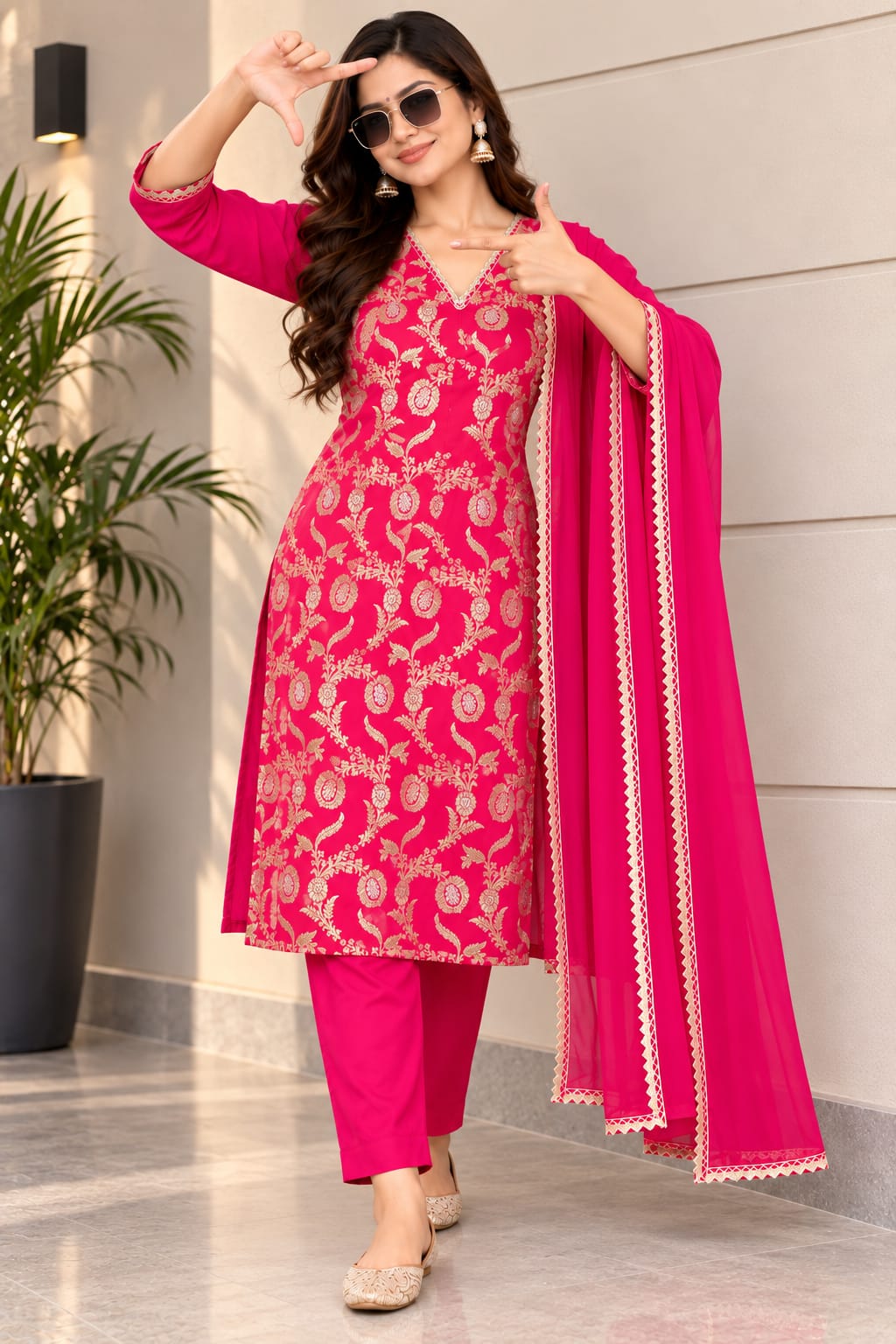 Austin Wood Women’s Kurti Set with Dupatta