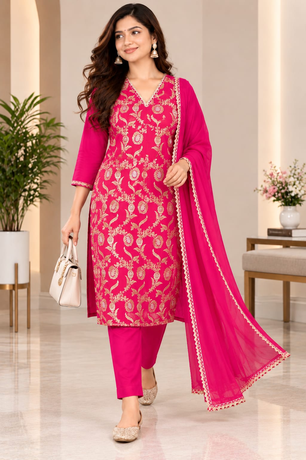 Austin Wood Women’s Kurti Set with Dupatta