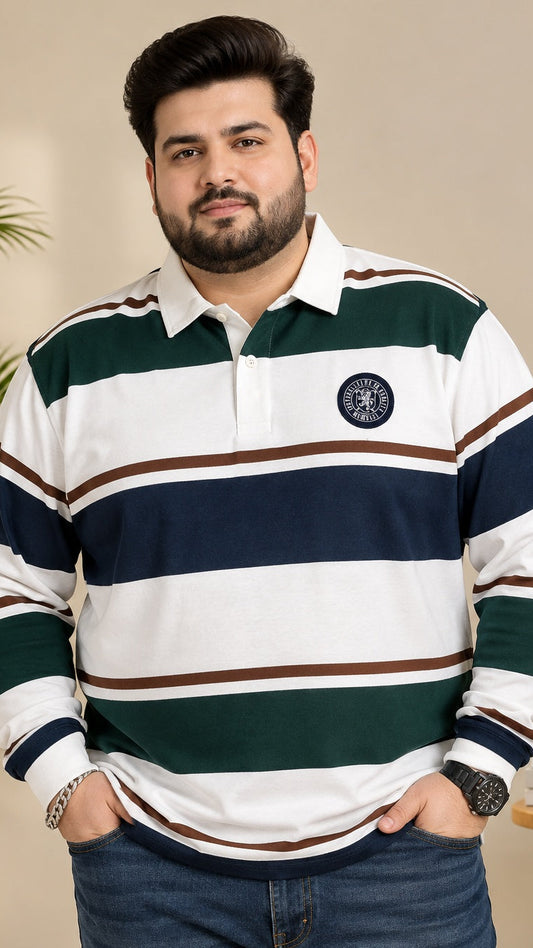 AUSTIVO Men's Plus Size Full Sleeve Polo Neck T-Shirt