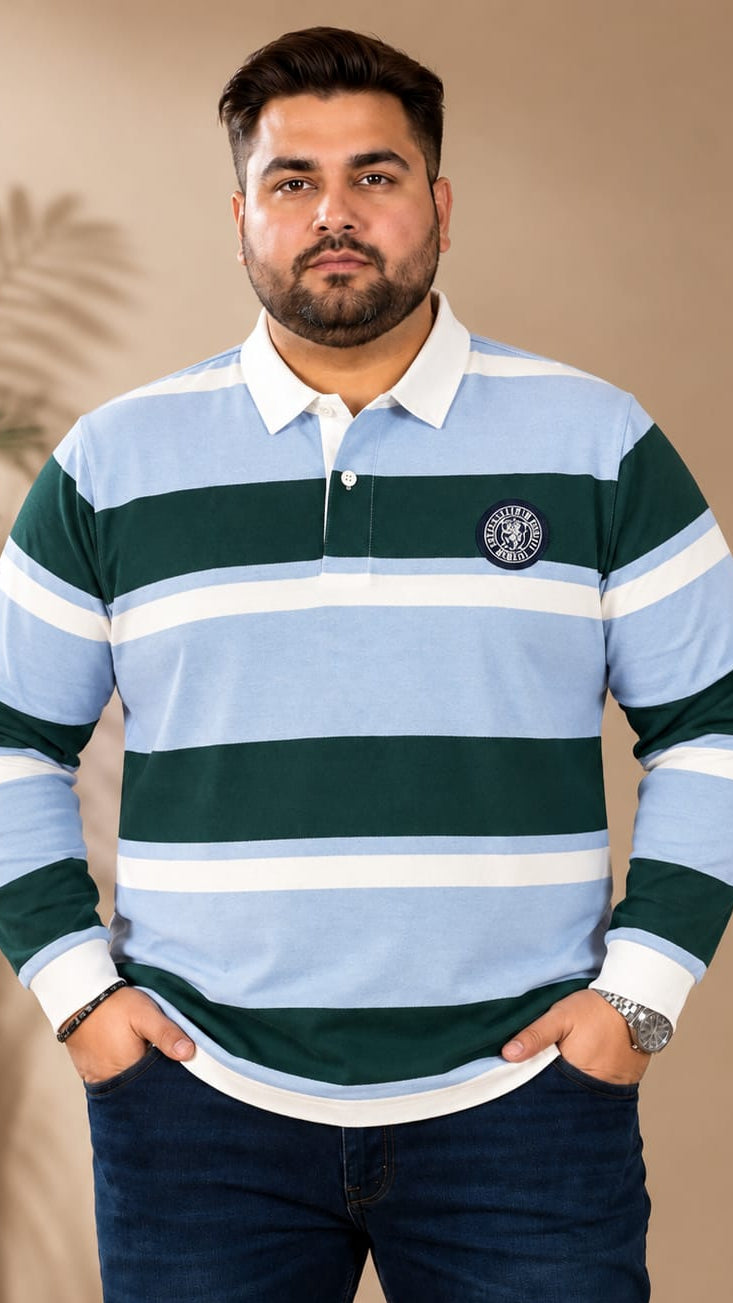 AUSTIVO Men's Plus Size Full Sleeve Polo Neck T-Shirt