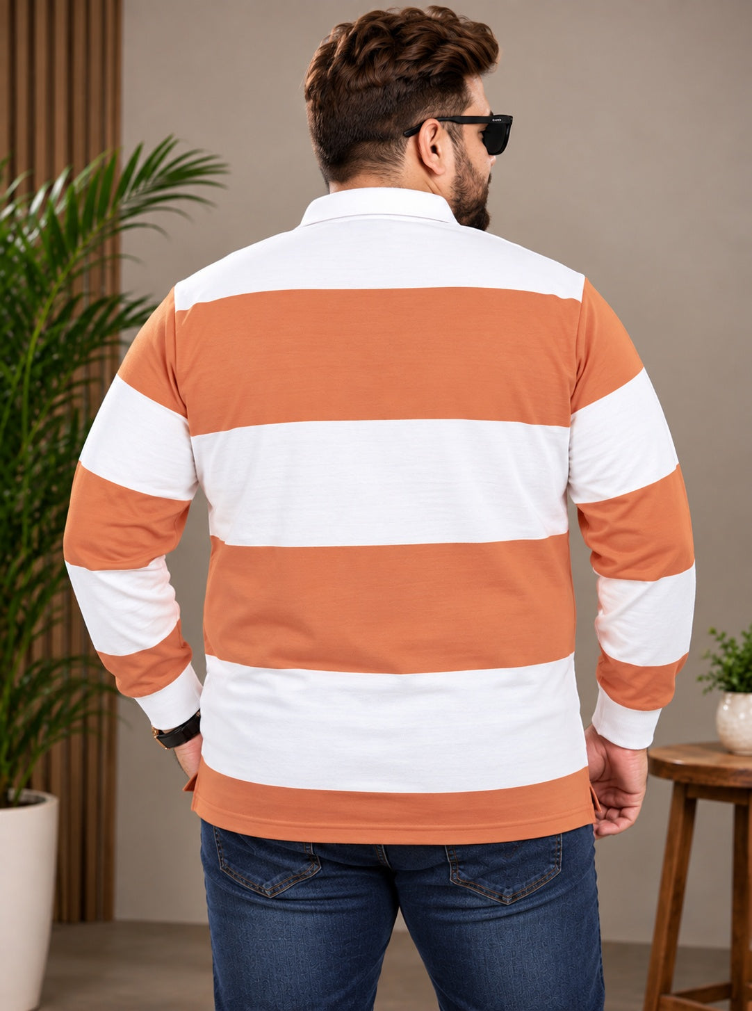 AUSTIVO Men's Plus Size Full Sleeve Polo Neck T-Shirt