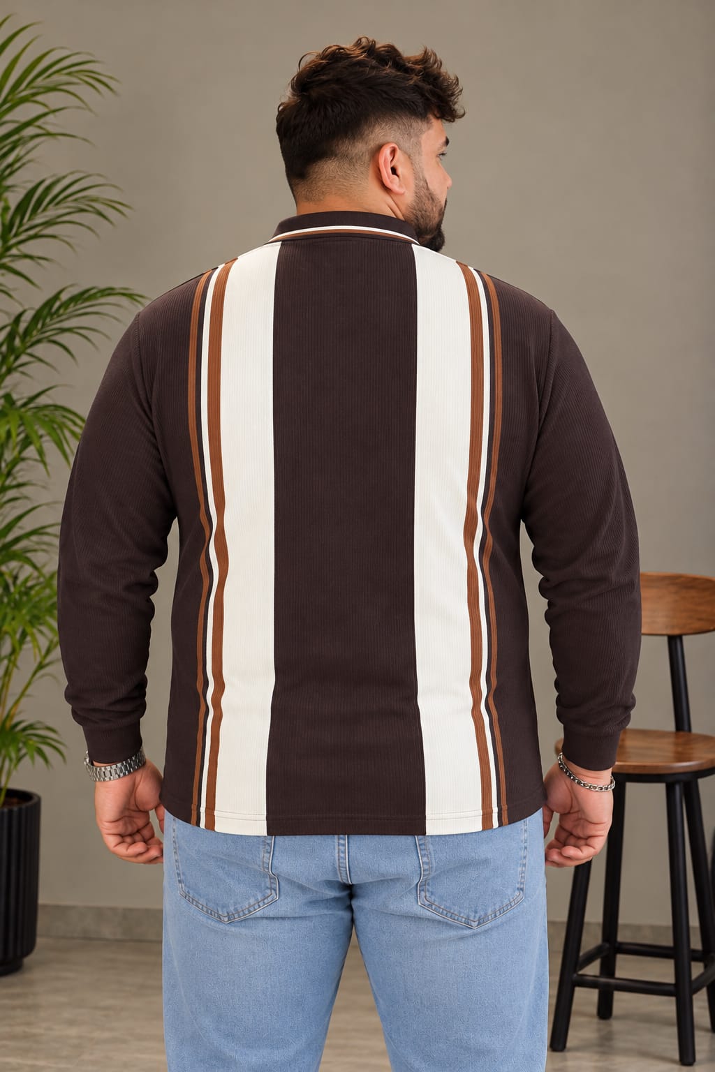 AUSTIVO Men's Plus Size Full Sleeve Polo Neck T-Shirt