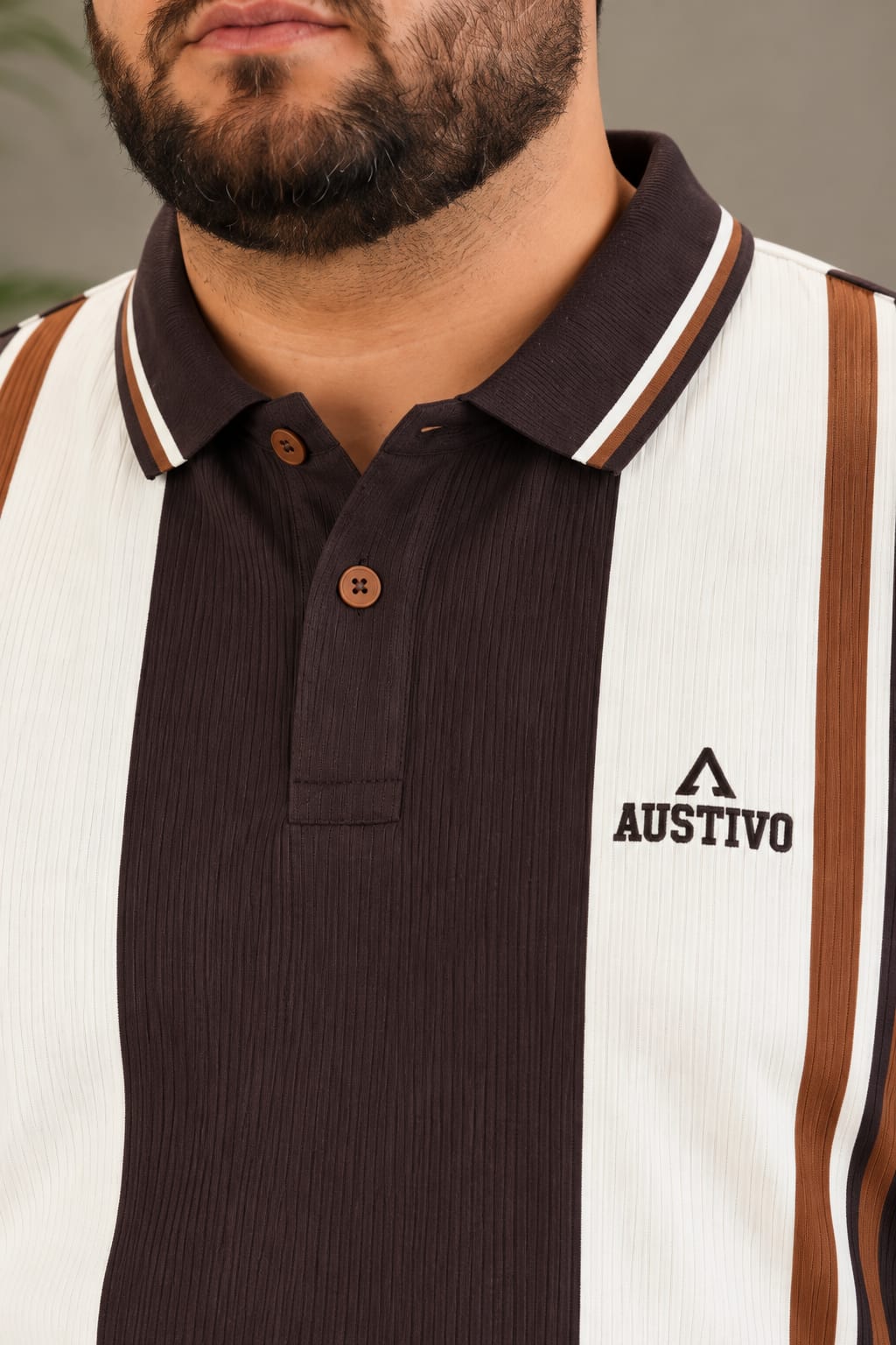 AUSTIVO Men's Plus Size Full Sleeve Polo Neck T-Shirt