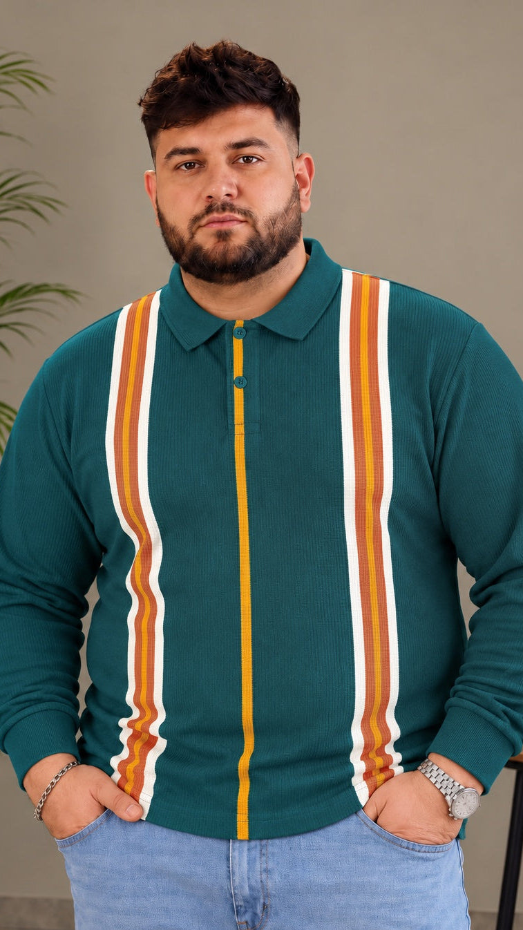 AUSTIVO Men's Plus Size Full Sleeve Polo Neck T-Shirt