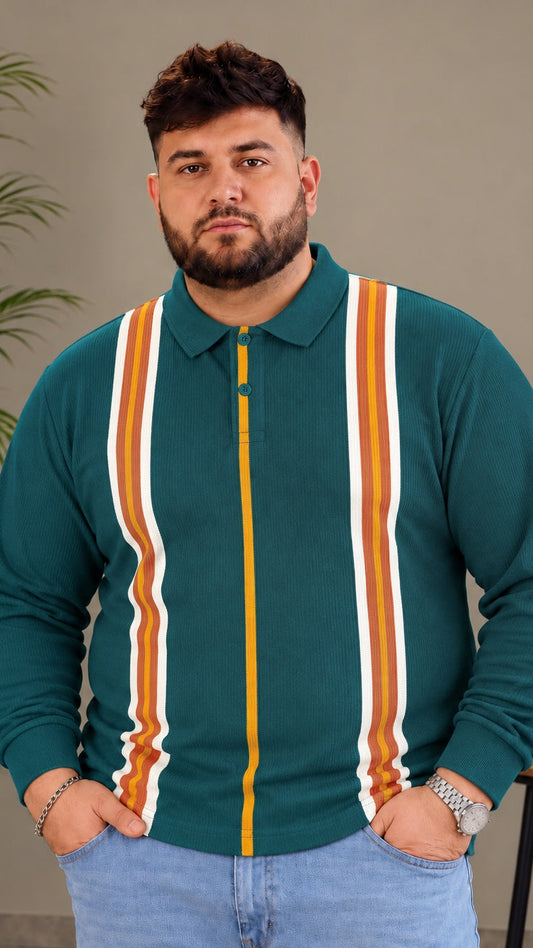 AUSTIVO Men's Plus Size Full Sleeve Polo Neck T-Shirt