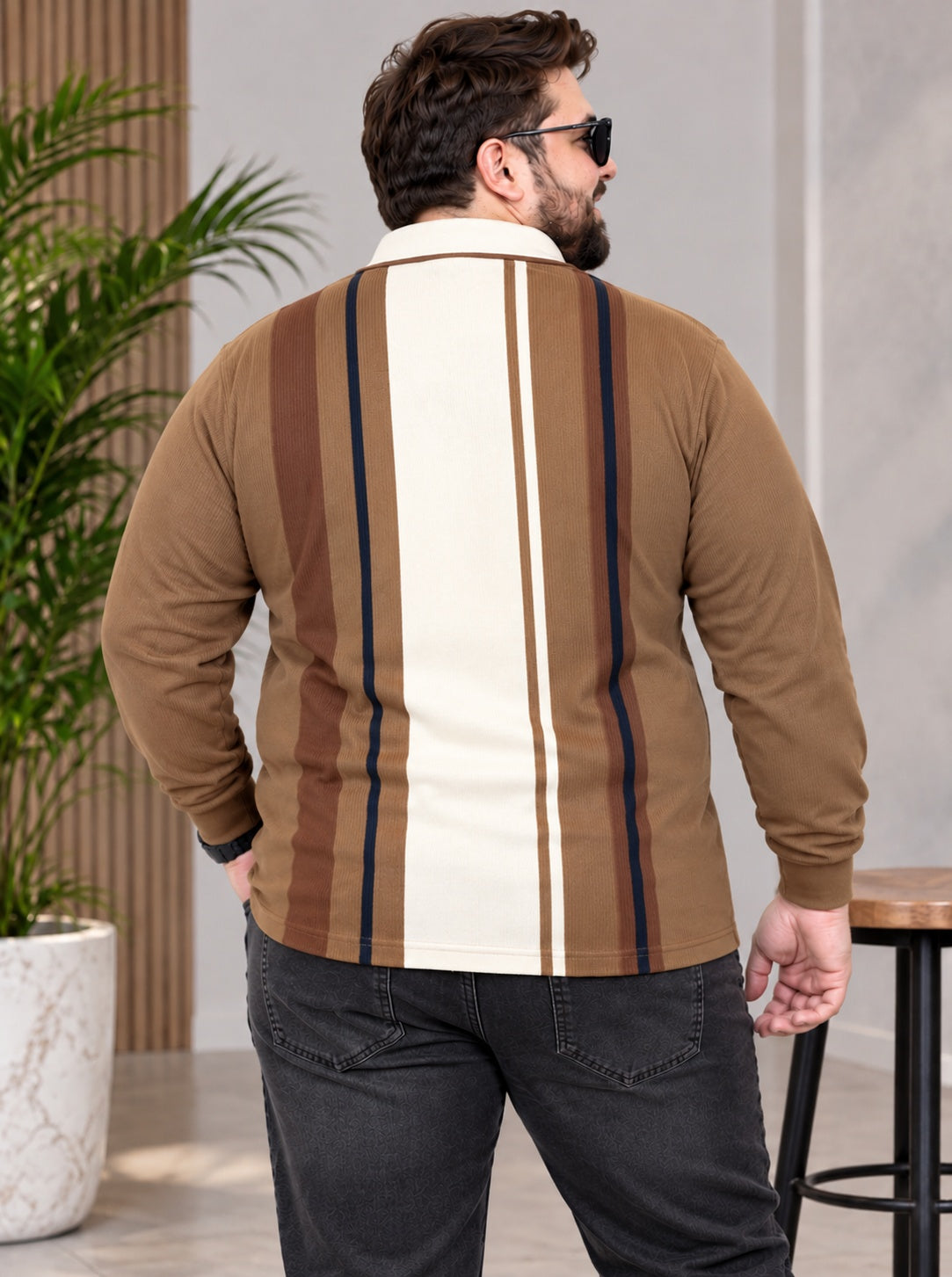 AUSTIVO Men's Plus Size Full Sleeve Polo Neck T-Shirt