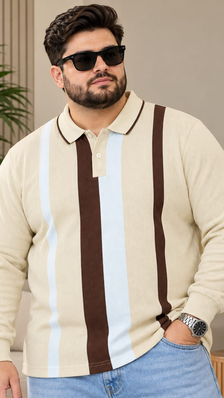 AUSTIVO Men's Plus Size Full Sleeve Polo Neck T-Shirt