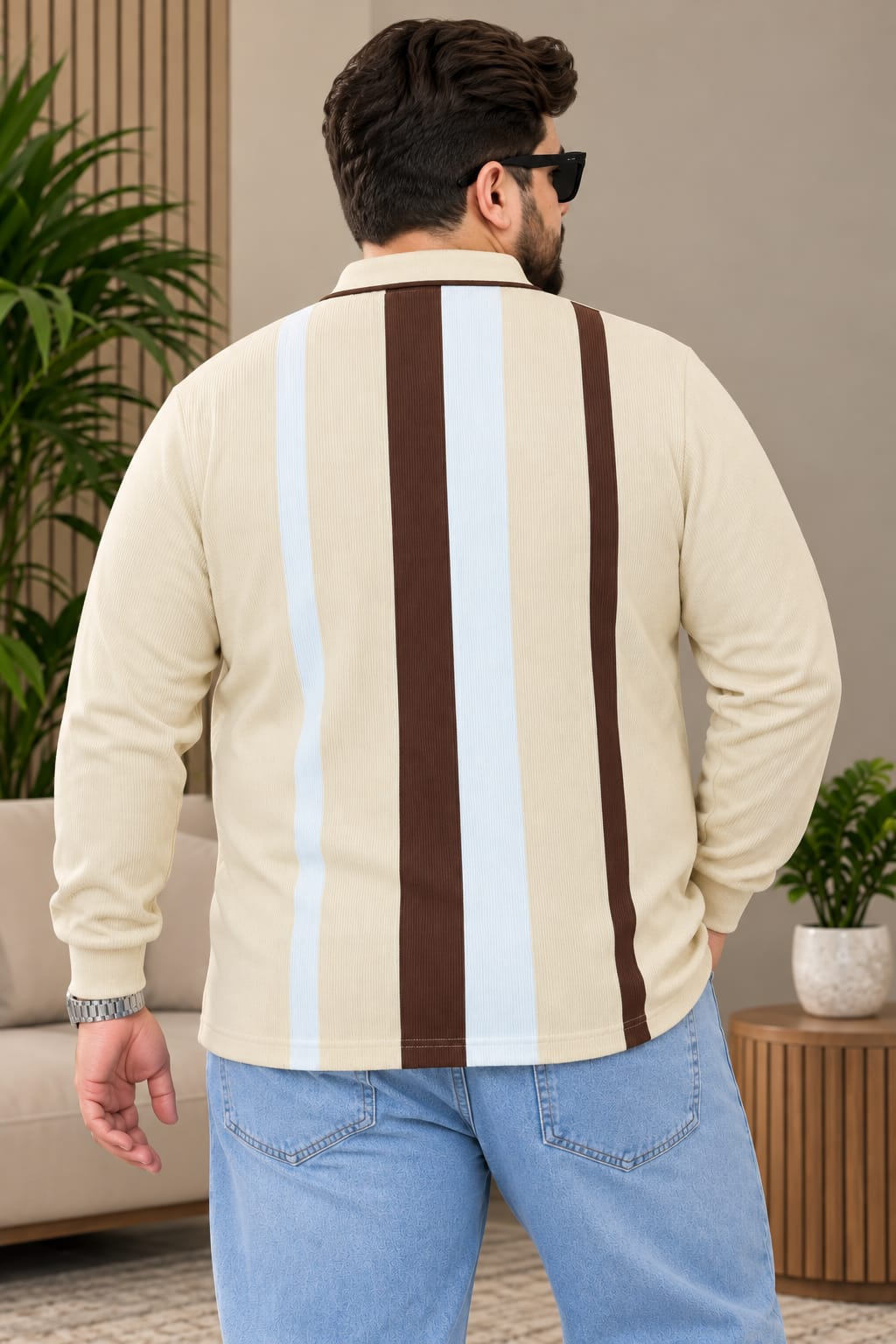 AUSTIVO Men's Plus Size Full Sleeve Polo Neck T-Shirt
