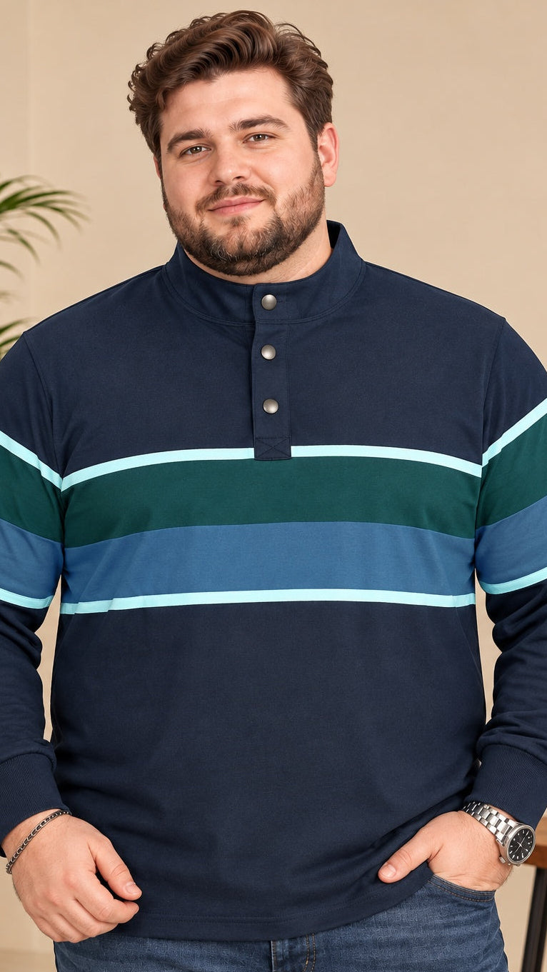 AUSTIVO Men's Plus Size Full Sleeve Polo Neck T-Shirt