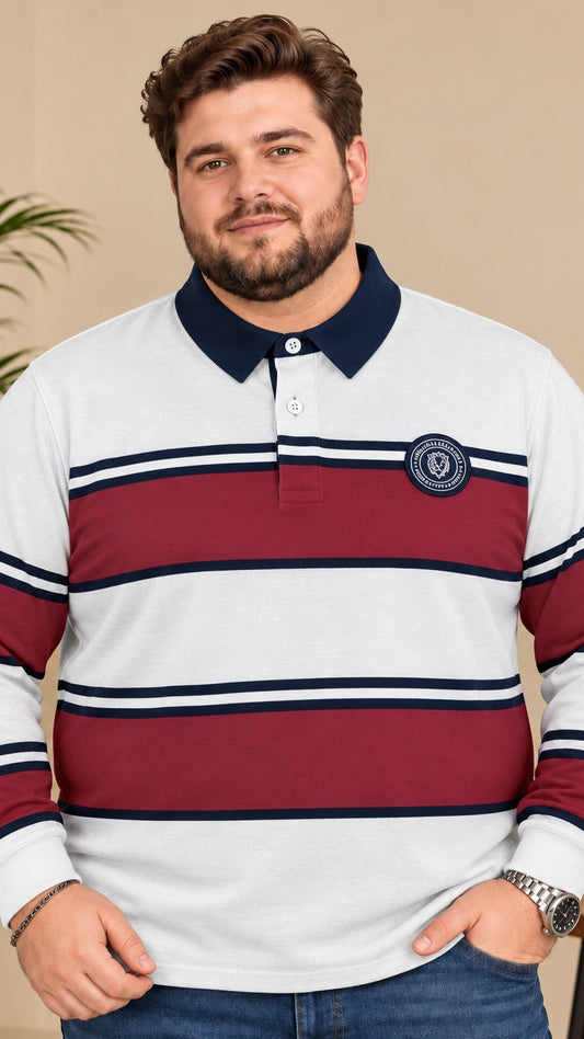 AUSTIVO Men's Plus Size Full Sleeve Polo Neck T-Shirt