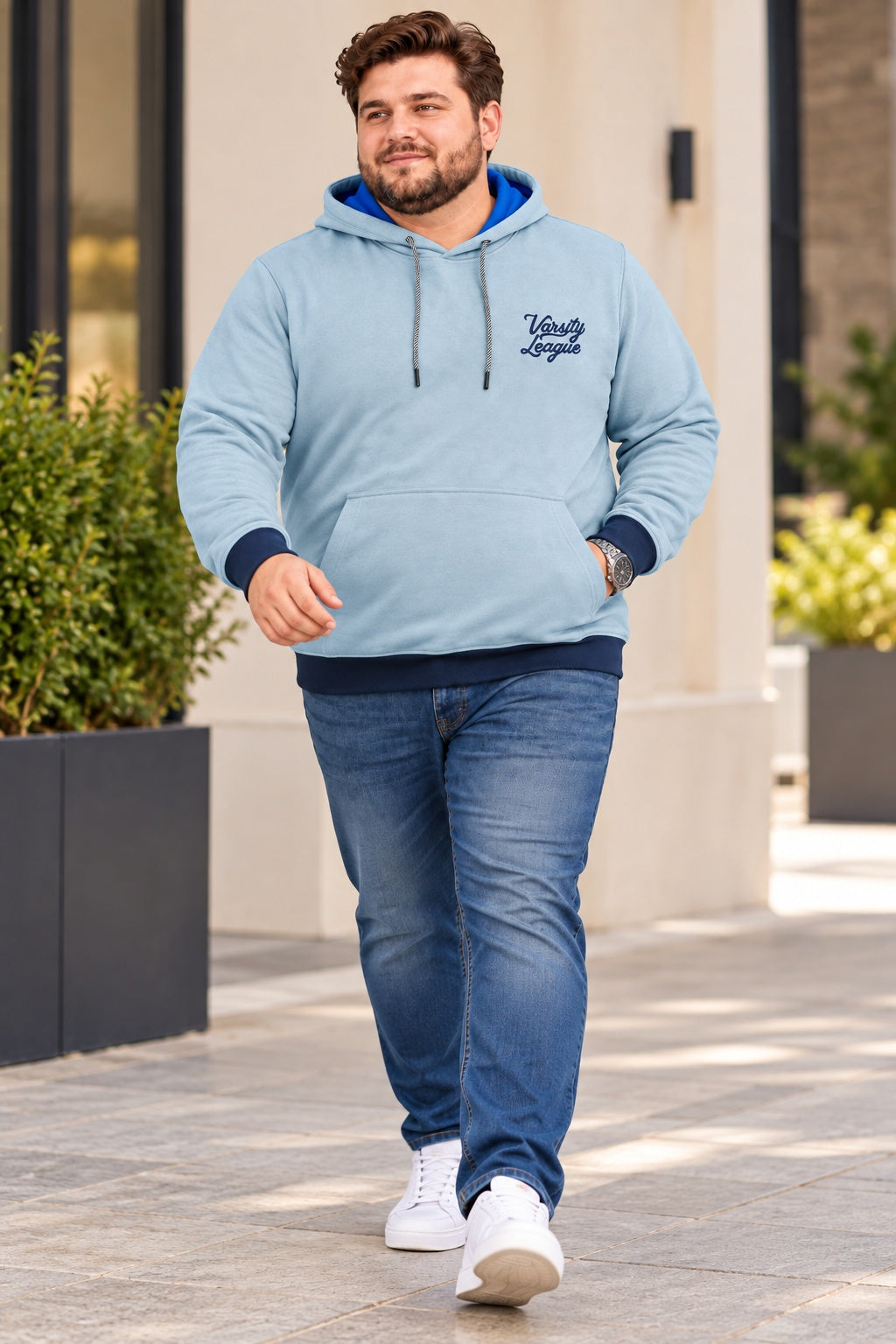 Austivo Men's Colour Block Hooded Sweatshirt