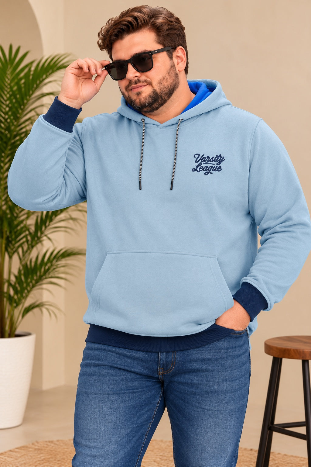 Austivo Men's Colour Block Hooded Sweatshirt
