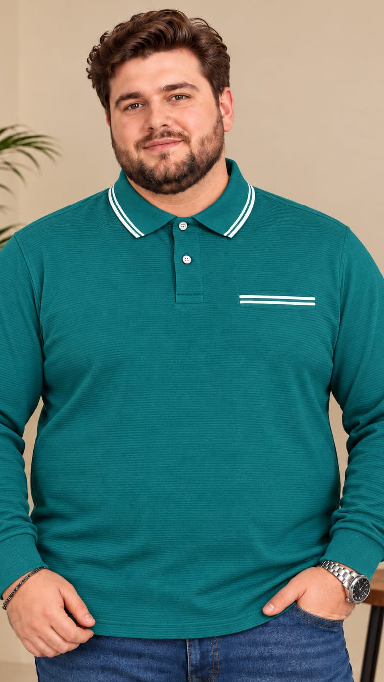 AUSTIVO Men's Plus Size Full Sleeve Polo Neck T-Shirt