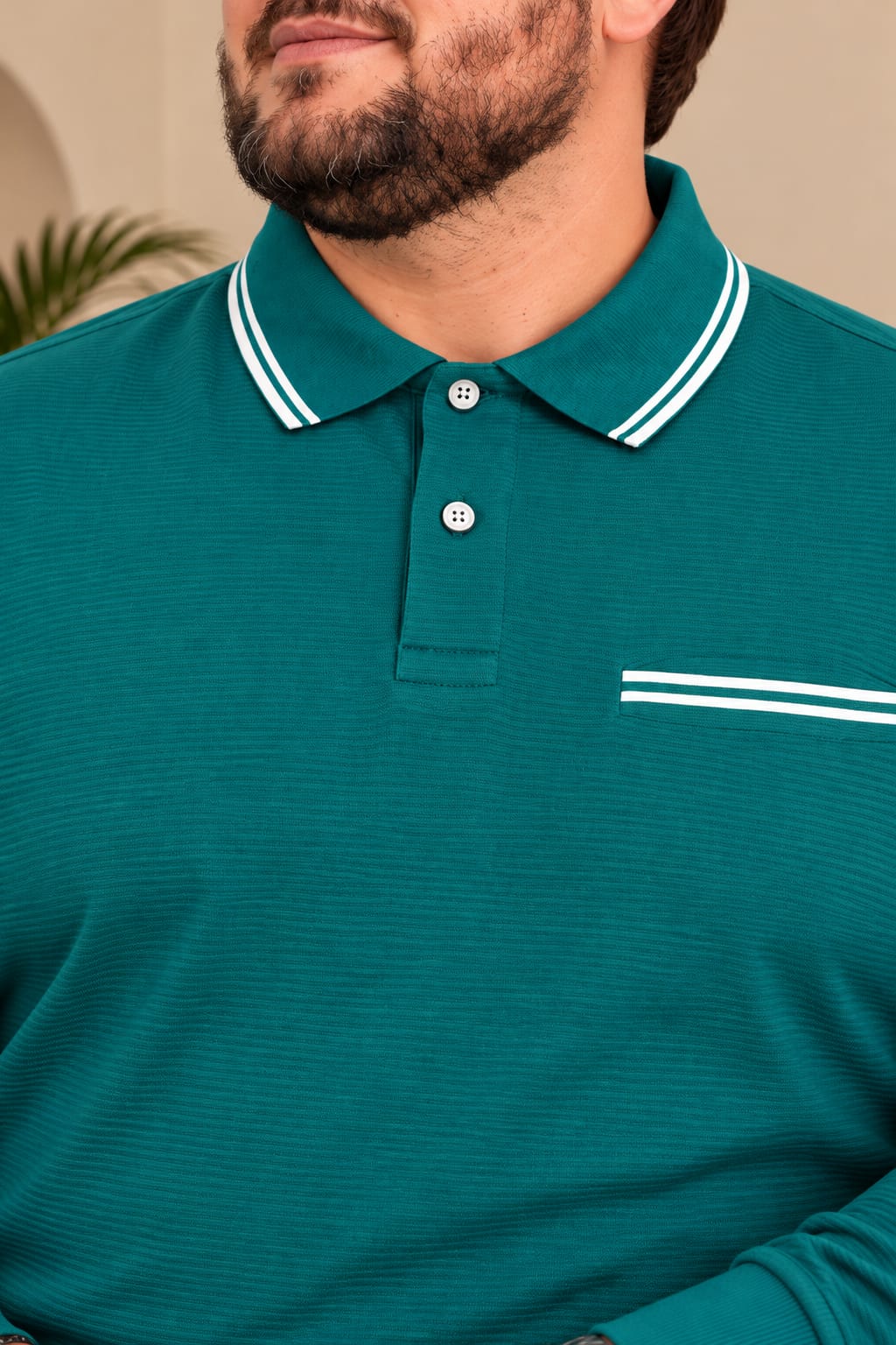 AUSTIVO Men's Plus Size Full Sleeve Polo Neck T-Shirt