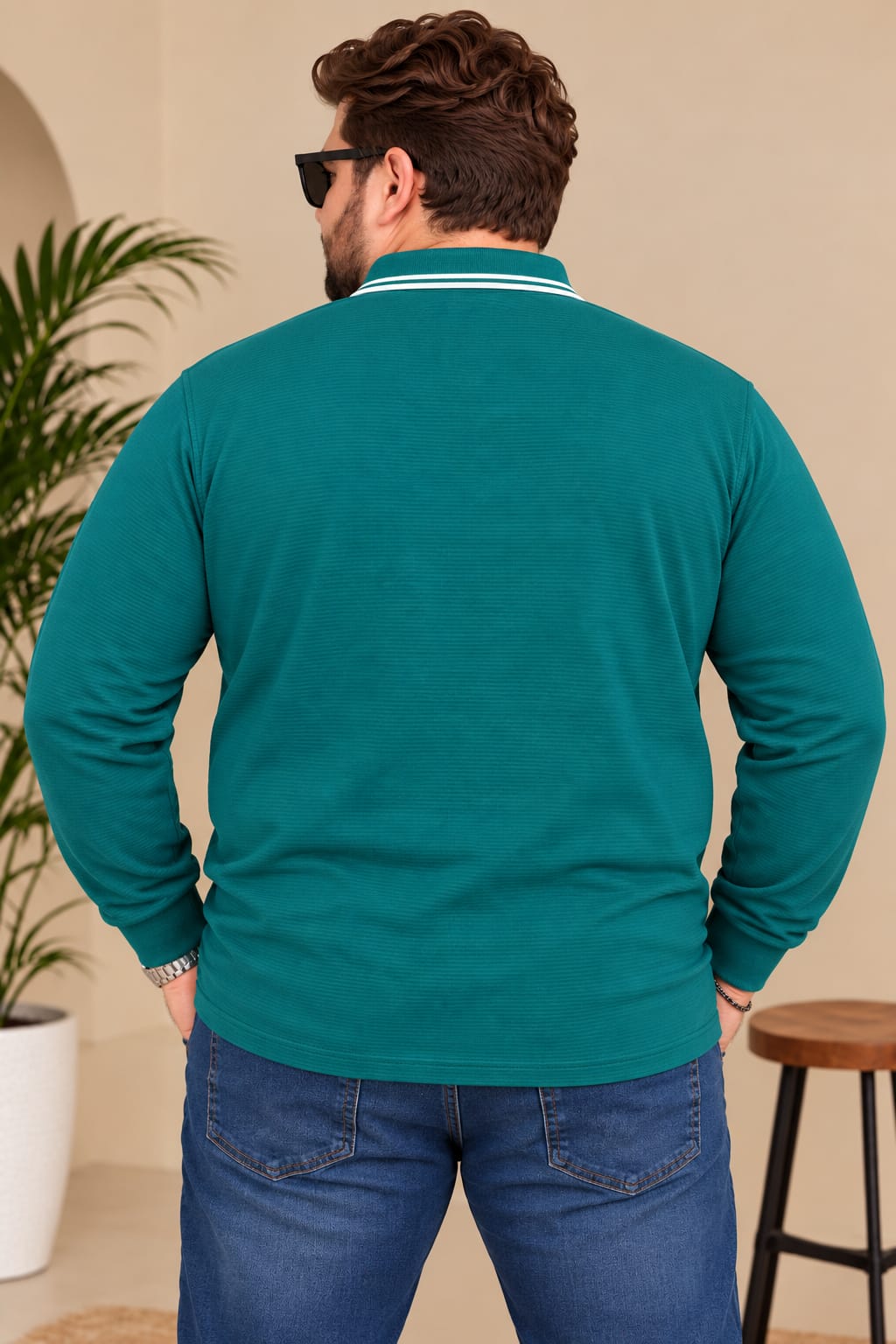 AUSTIVO Men's Plus Size Full Sleeve Polo Neck T-Shirt