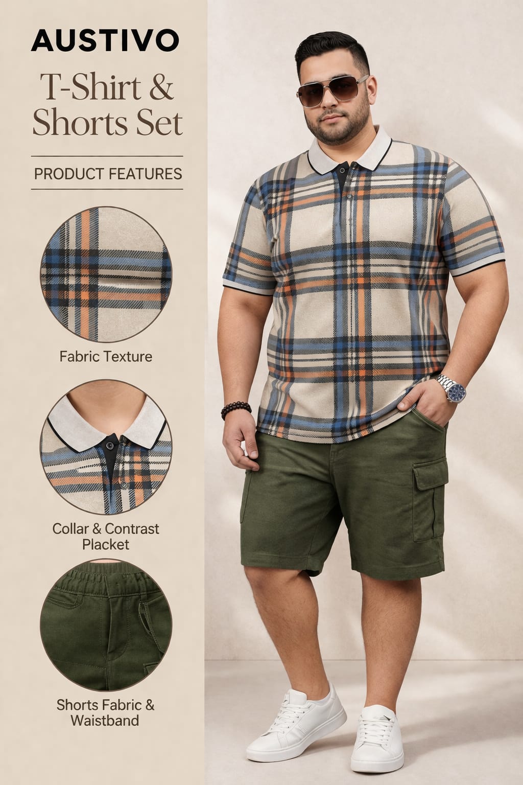 Men's Plus Size Summer Co-ord Set
