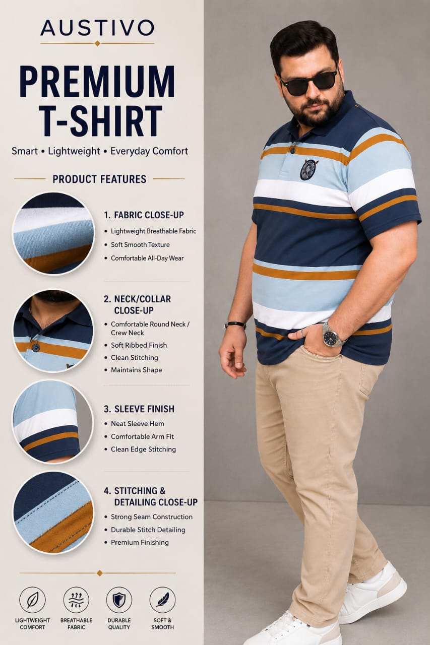 Austivo Men's Polo Neck T-shirt