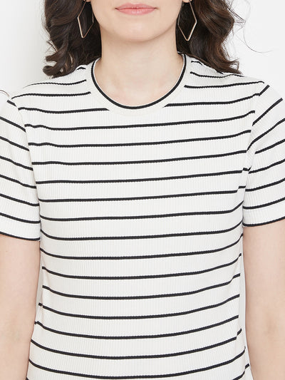 Austin Wood Women's White Striped Half Sleeves Track Suit