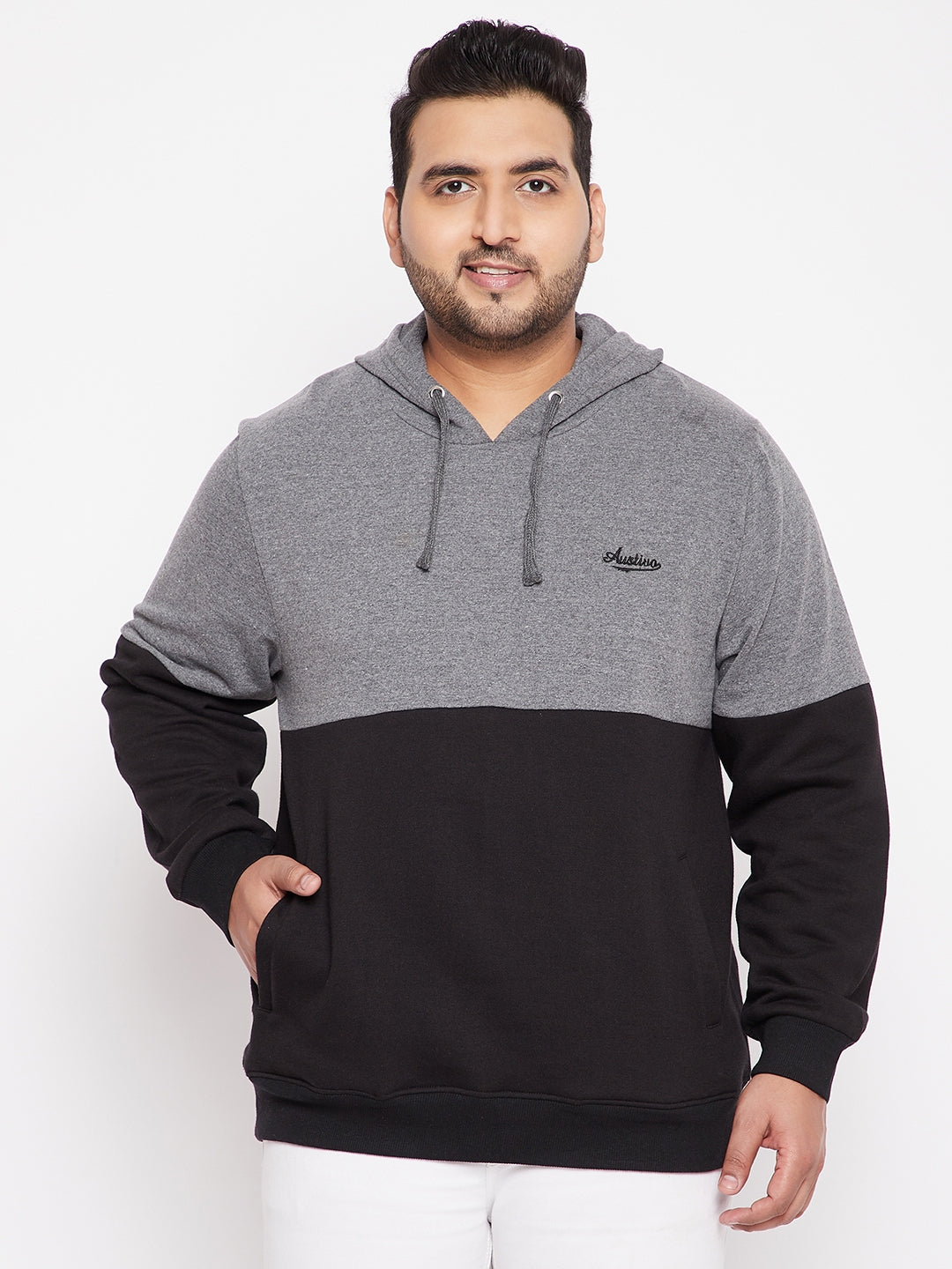 Austivo Men's Colour Block Hooded Sweatshirt