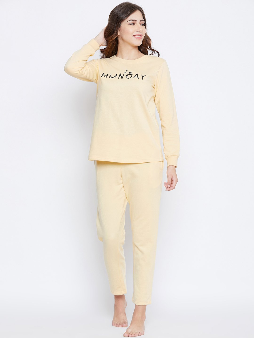 Yellow Solid Women's Night Suits